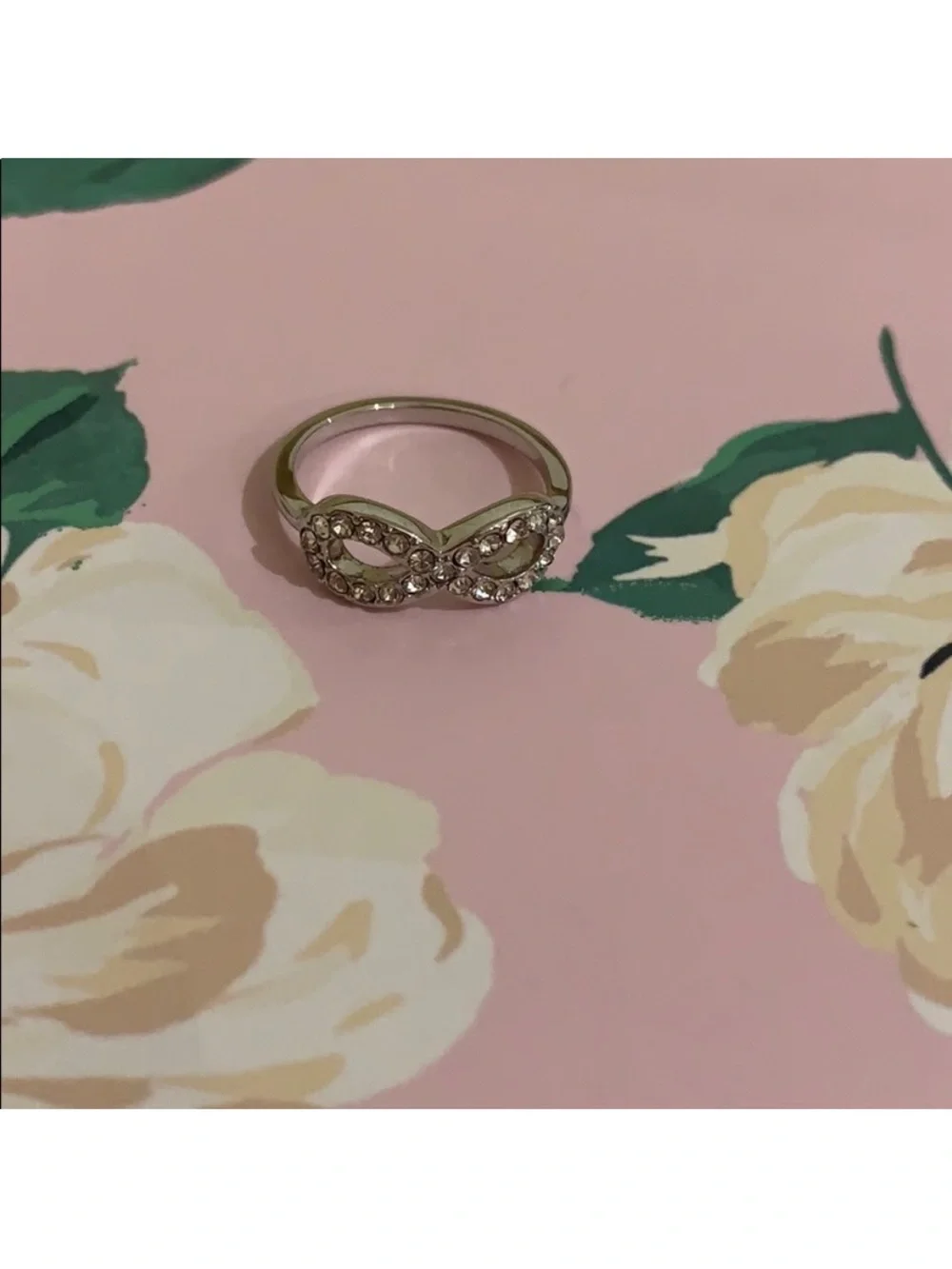 Silver-Tone Crystal Infinity Ring for Women
